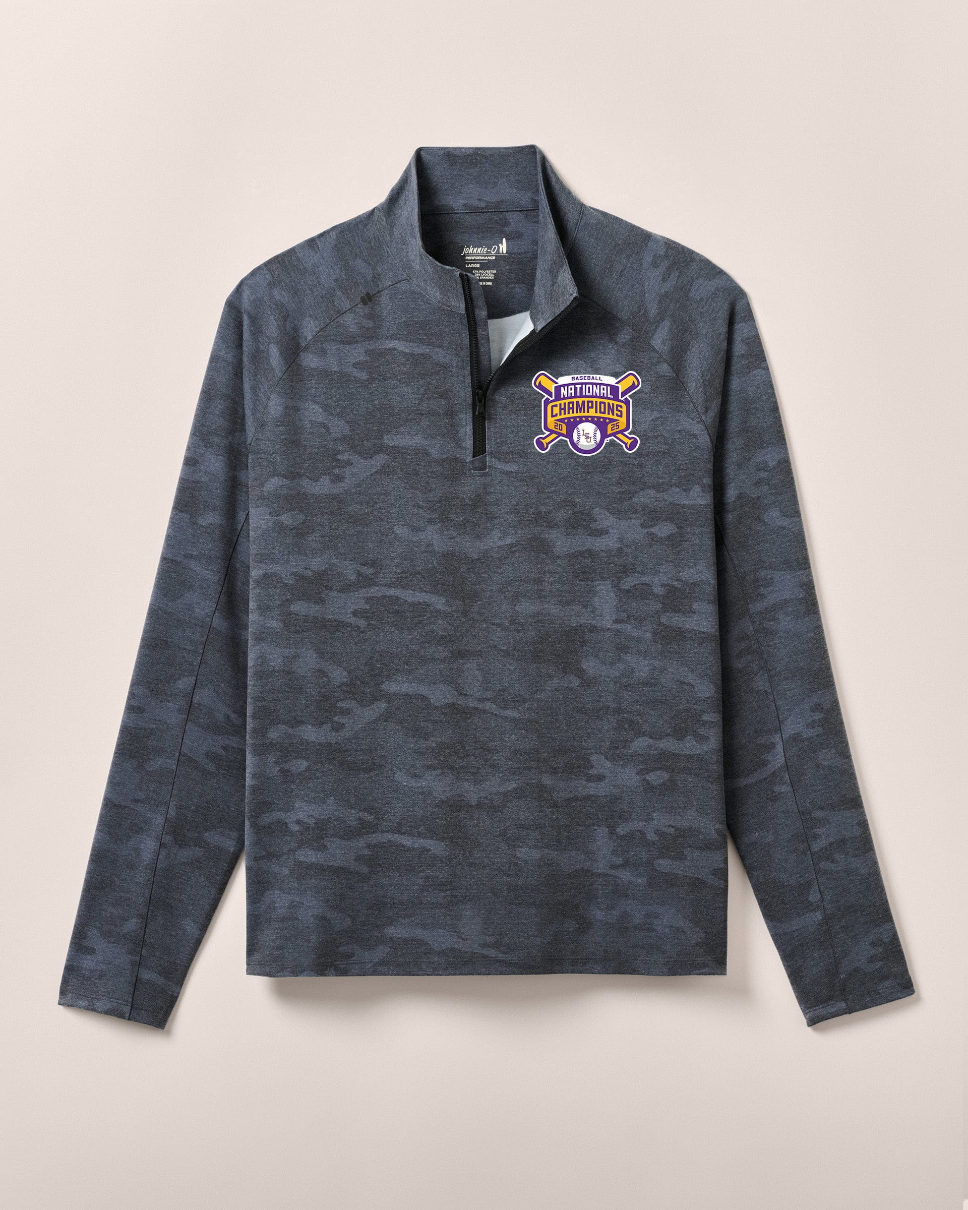 Louisiana State Patton Performance Camo 1/4 Zip - College World Series Championship Logo
