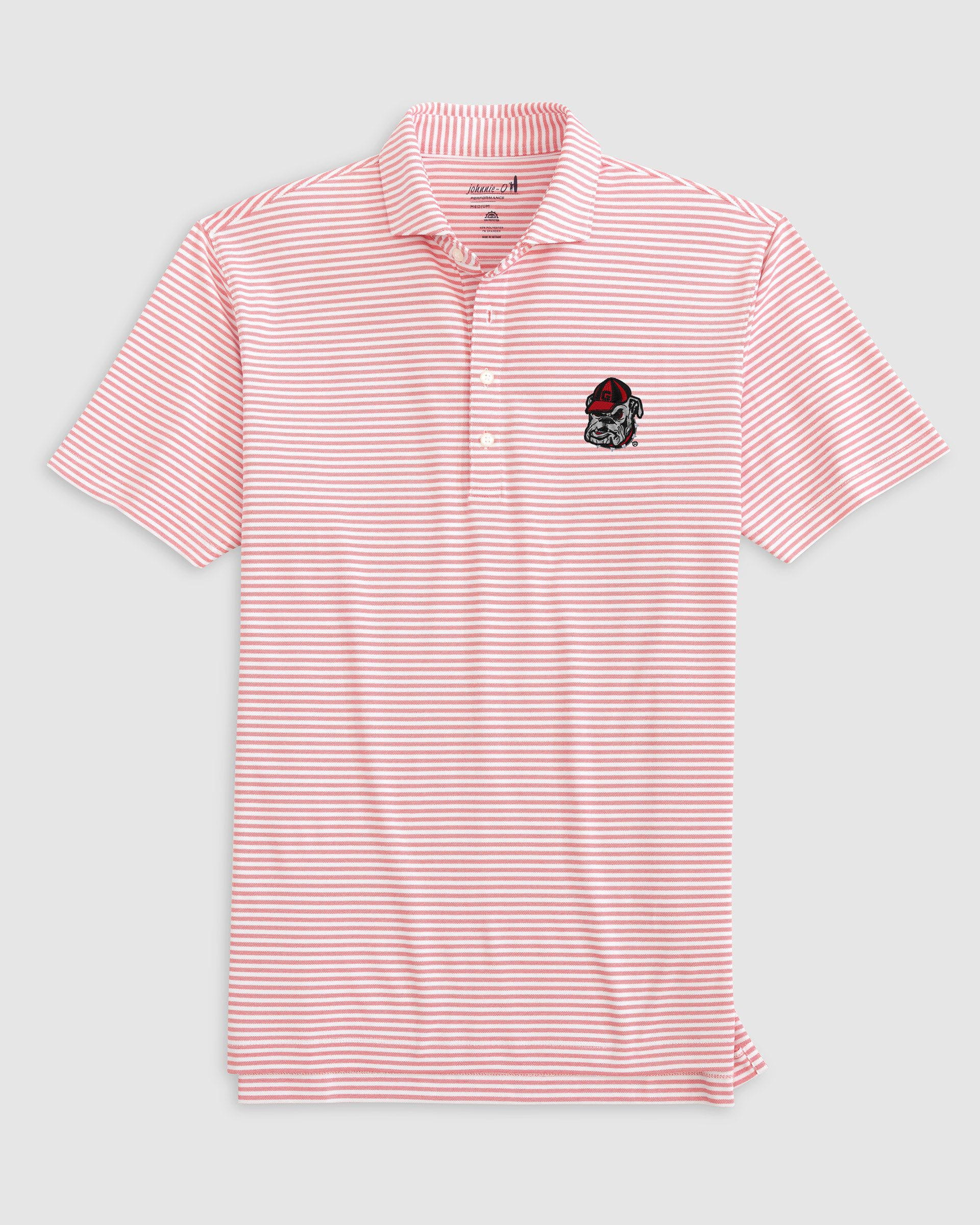 Georgia Stetsons Striped Performance Mesh Polo - Bulldog Head Logo