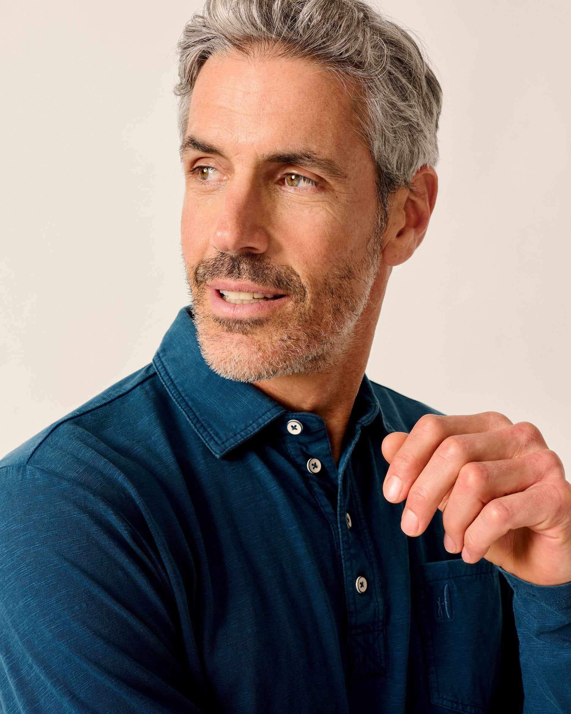 Long-Sleeve Original 4-Button Polo - Coastal Wash