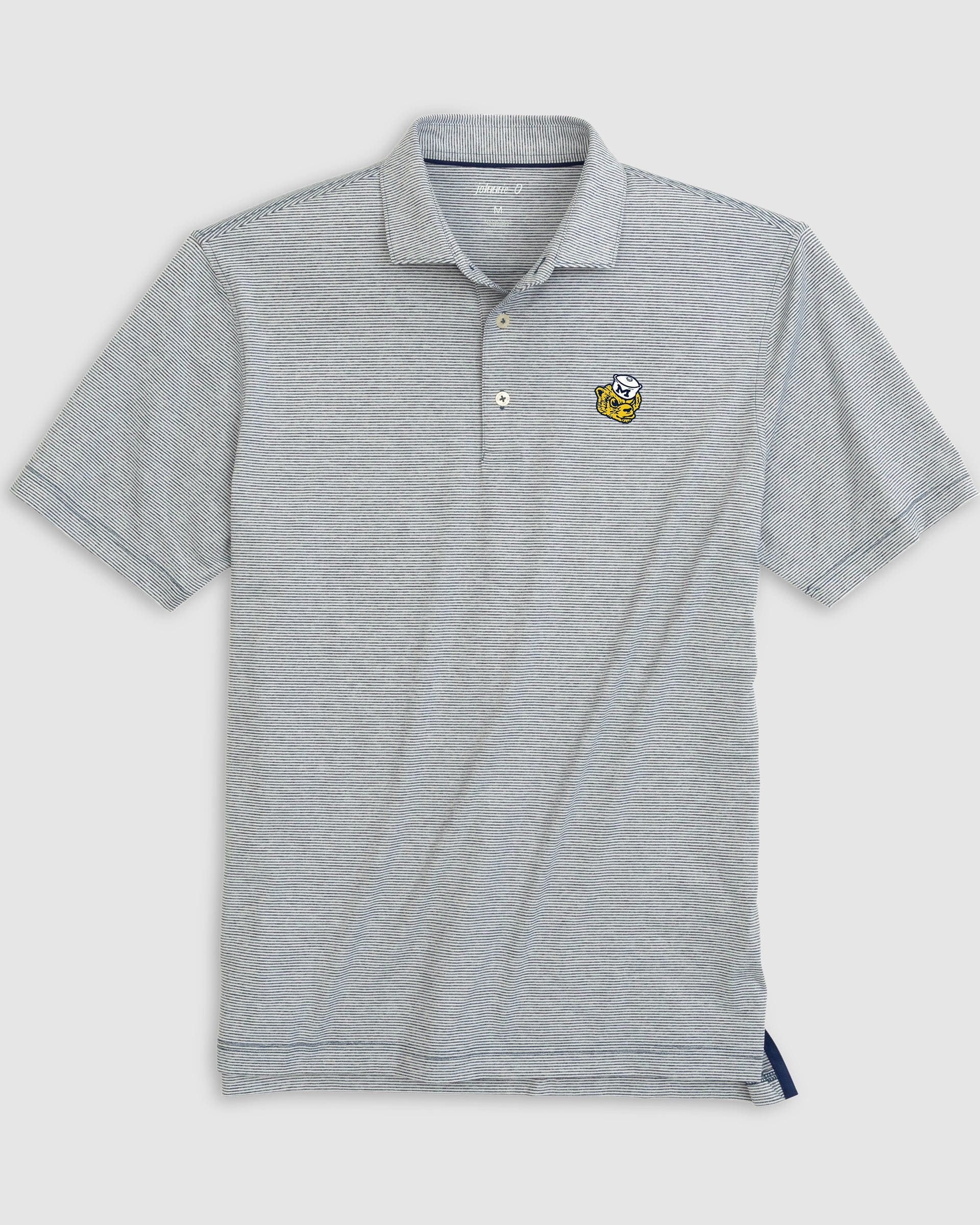 Michigan Lyndonn Striped Jersey Performance Polo - Vault Logo