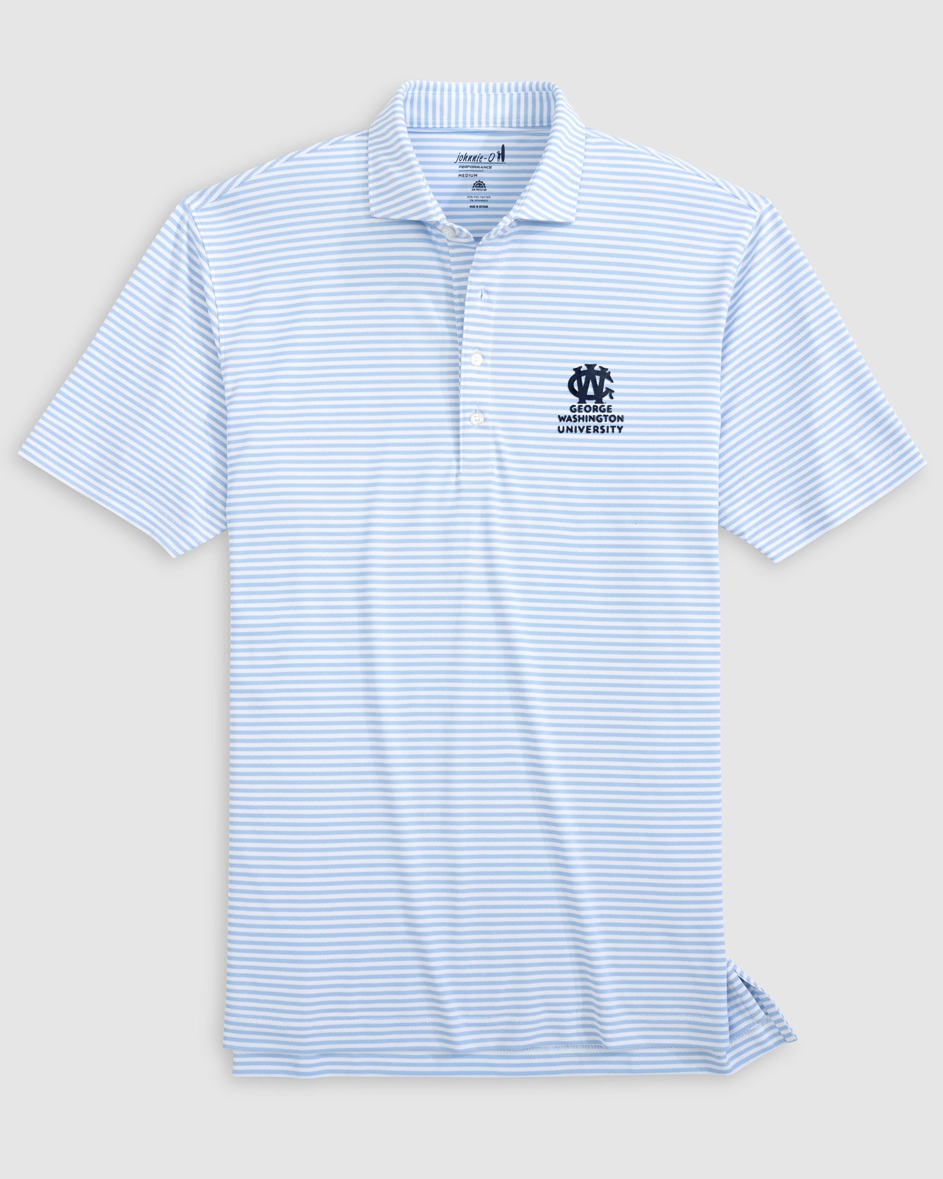 George Washington Stetsons Striped Performance Mesh Polo - Vault Logo