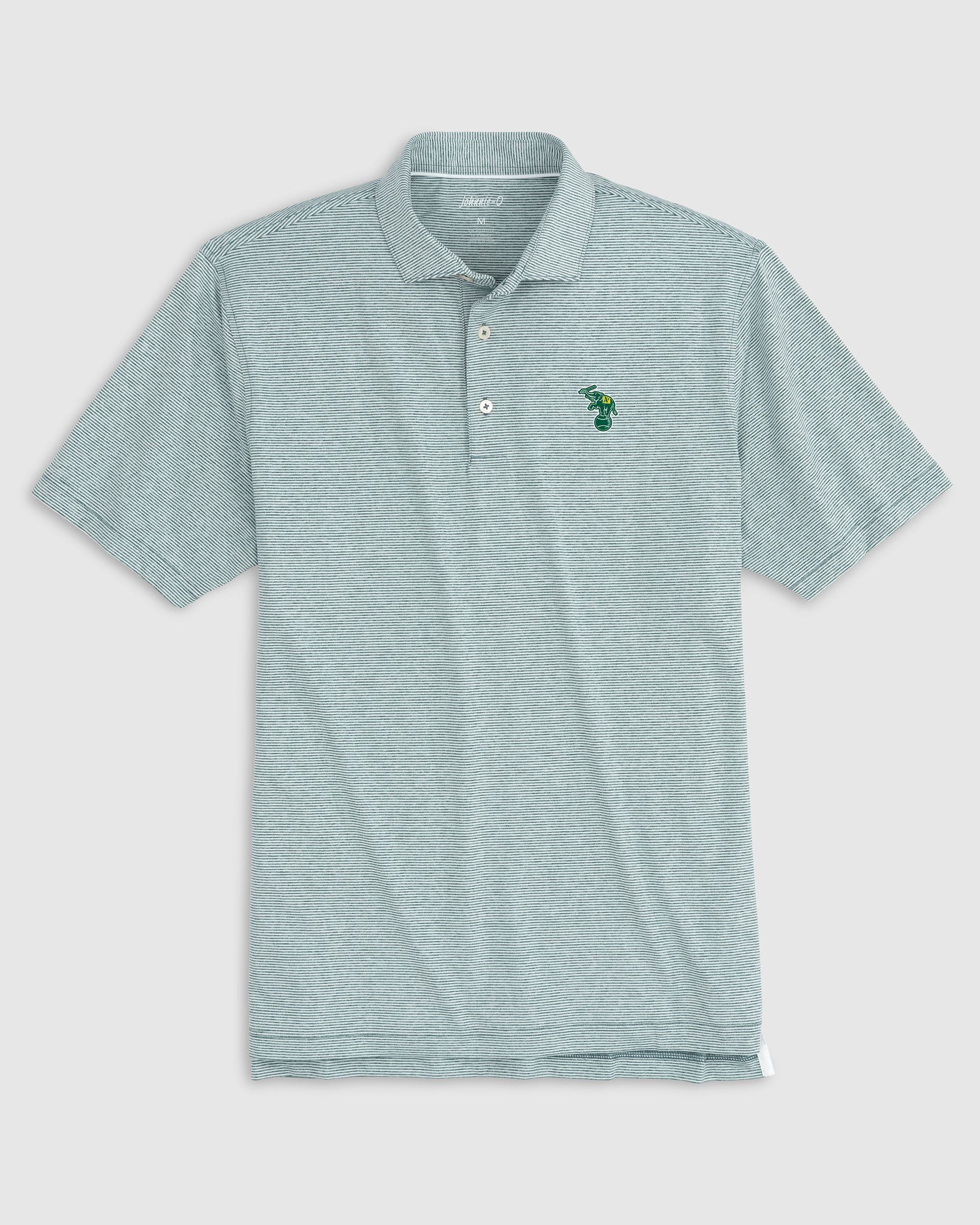 Oakland Athletics Lyndonn Striped Jersey Performance Polo - Cooperstown Logo