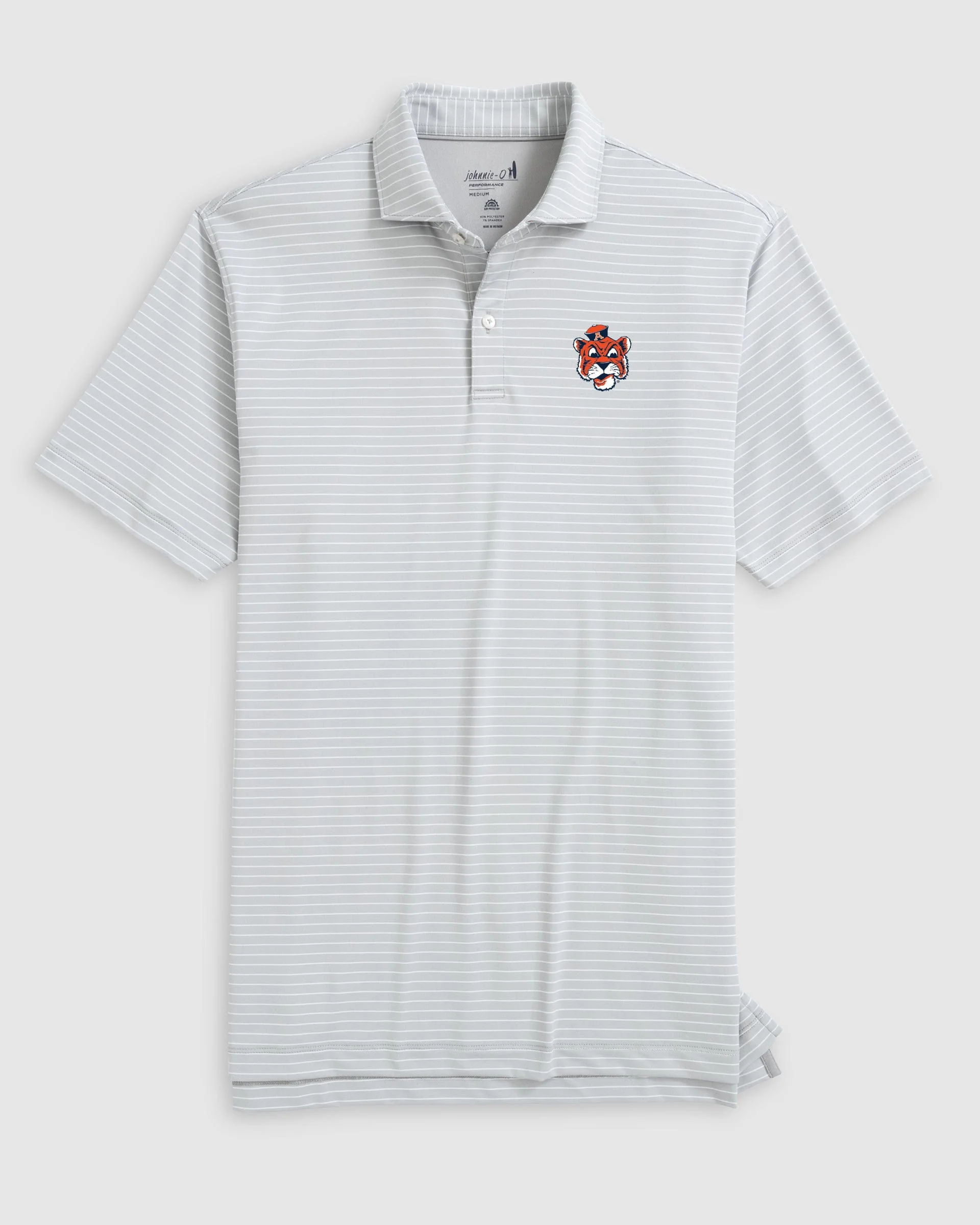 Auburn Beau Striped Performance Jersey Polo - Vault Logo