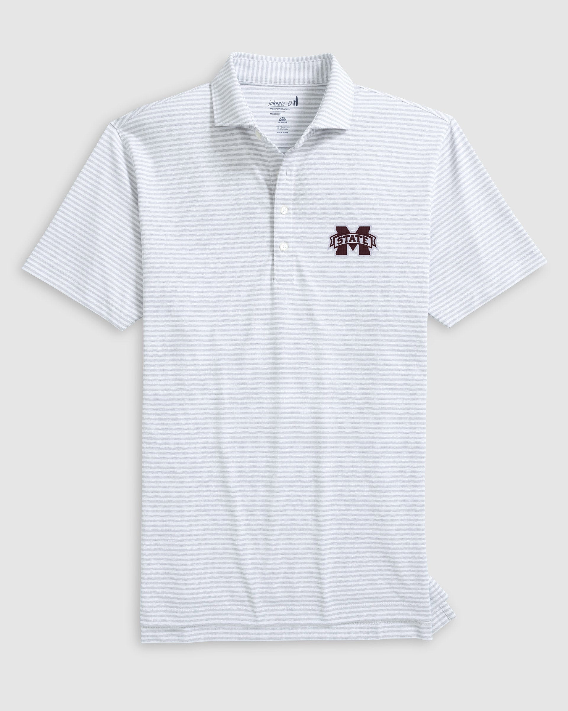 Mississippi State Stetsons Striped Performance Mesh Polo