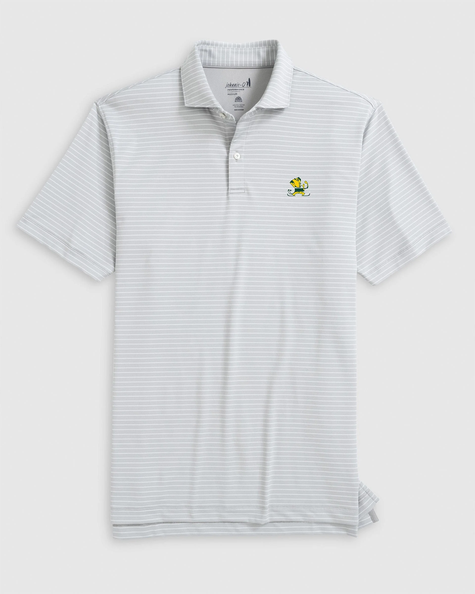 Notre Dame Beau Striped Performance Jersey Polo - Vintage Logo