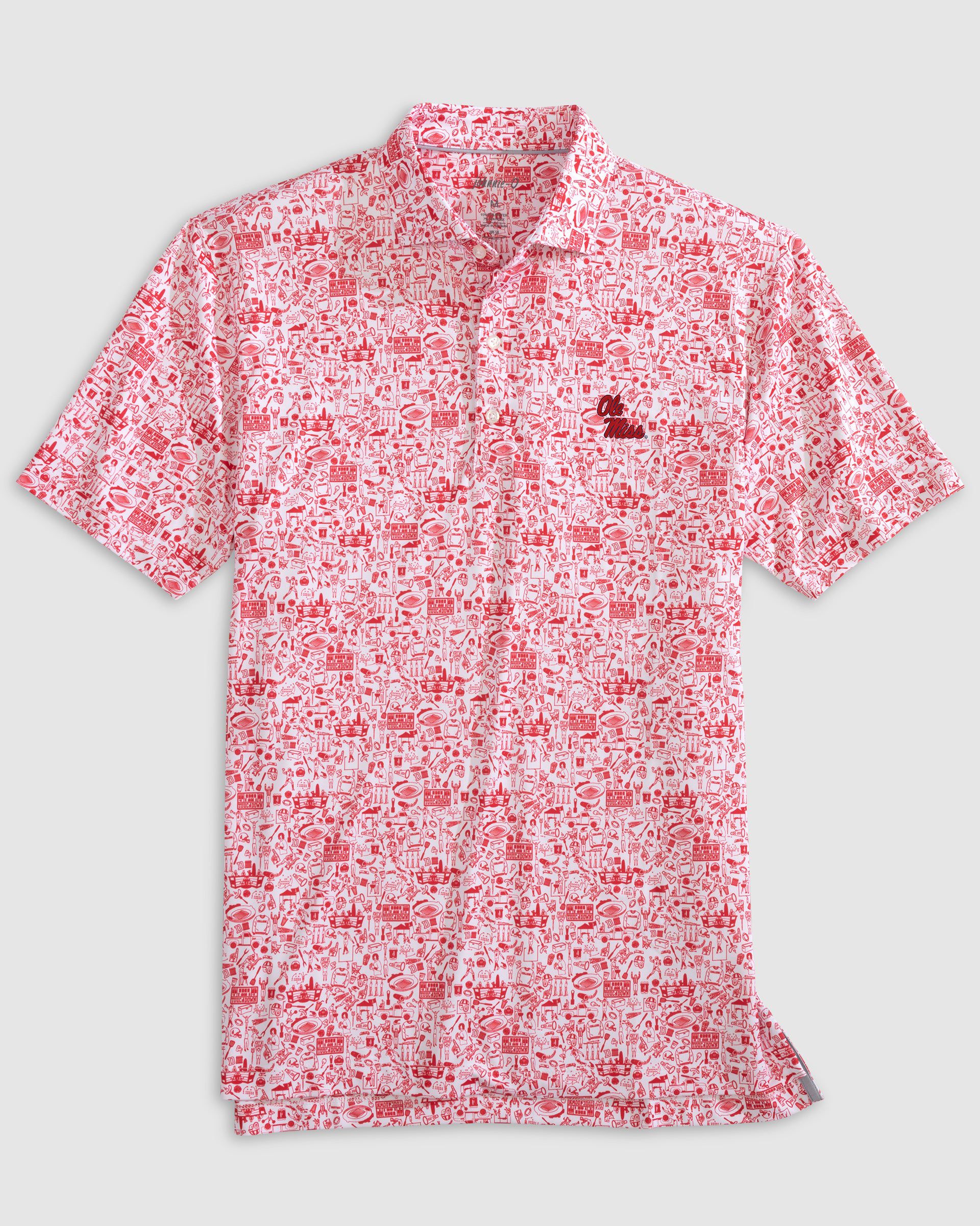 Ole Miss Tailgater 2.0 Printed Jersey Performance Polo - Stacked Logo