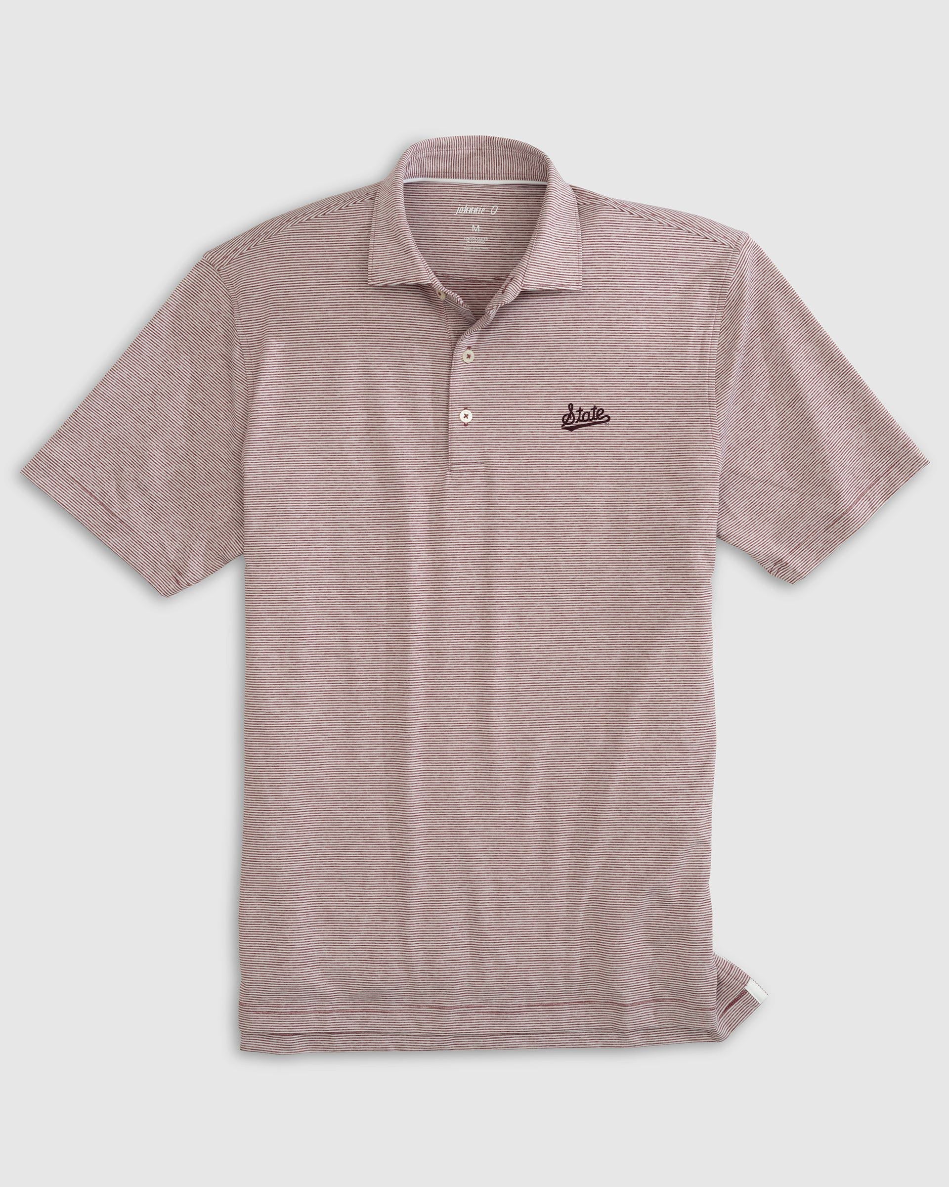 Mississippi State Lyndonn Striped Jersey Performance Polo - Script Logo