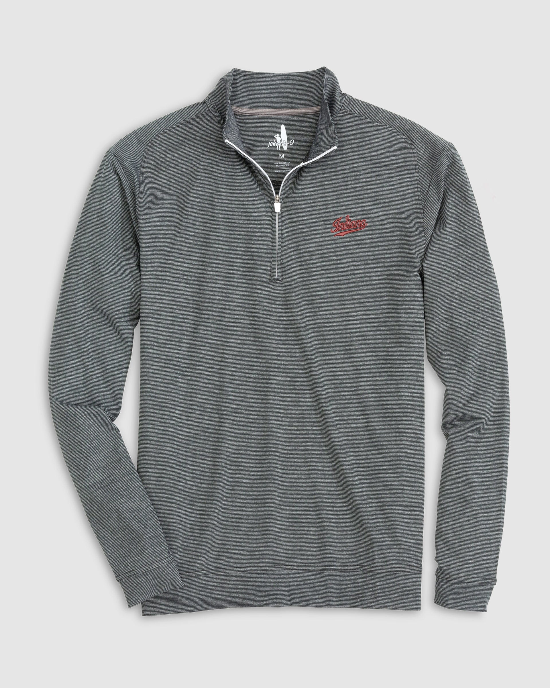 Indiana Vaughn Striped Performance 1/4 Zip  - Script Logo