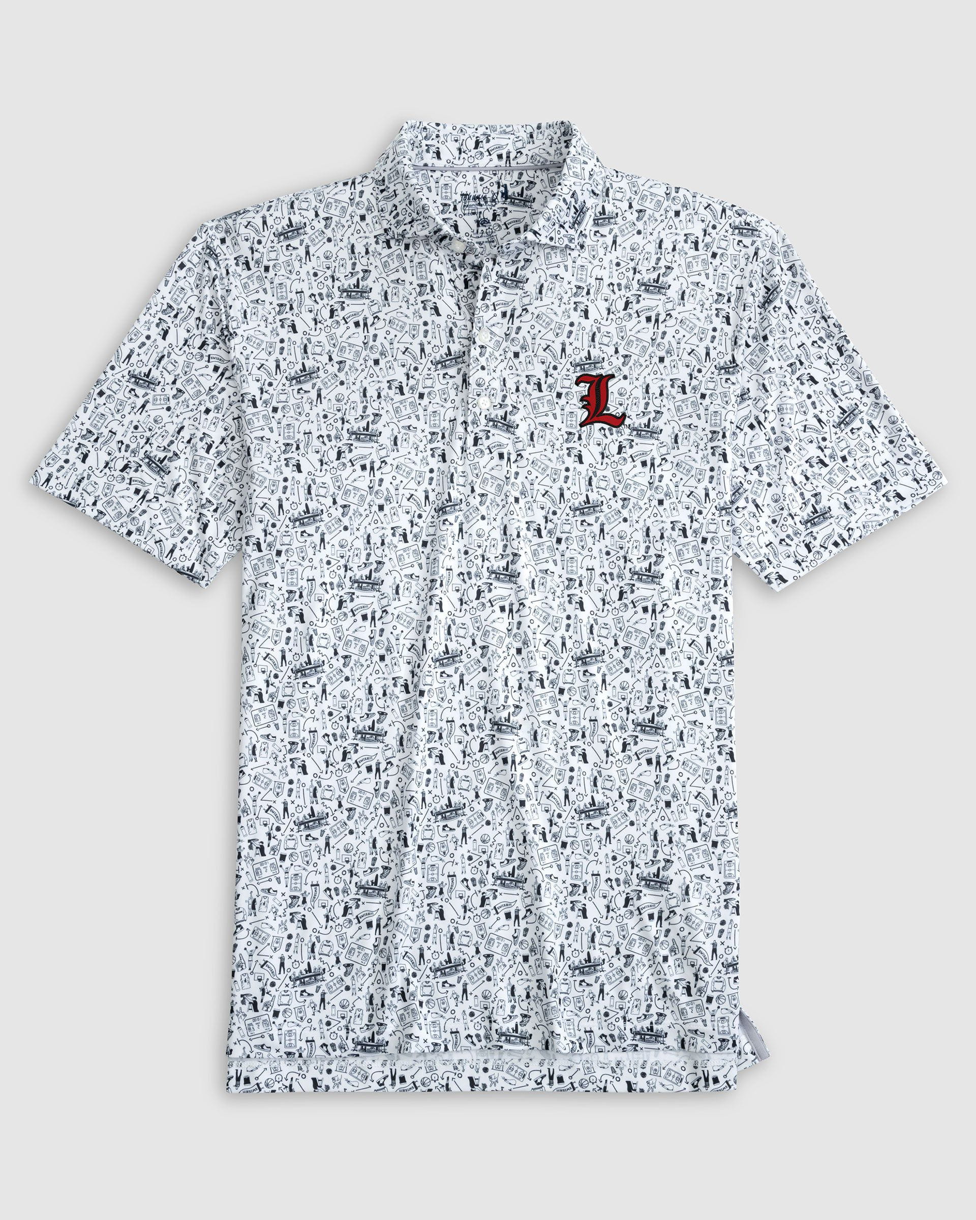 Louisville Hoop There It Is Printed Performance Jersey Polo - L Logo