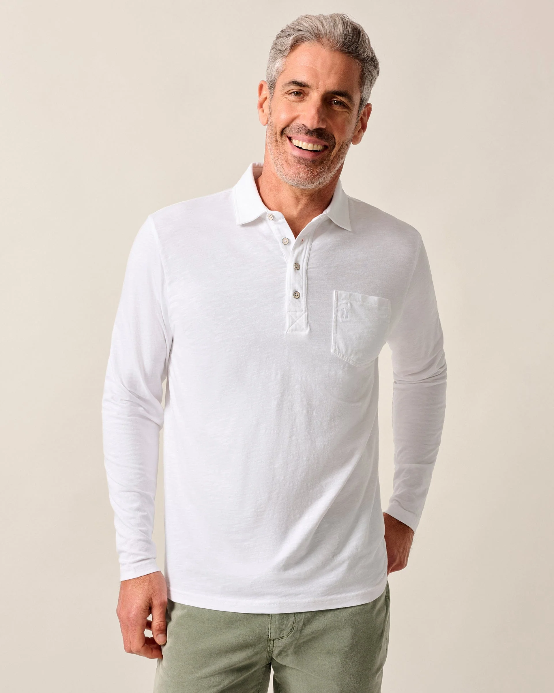 Long-Sleeve Original 4-Button Polo - Coastal Wash