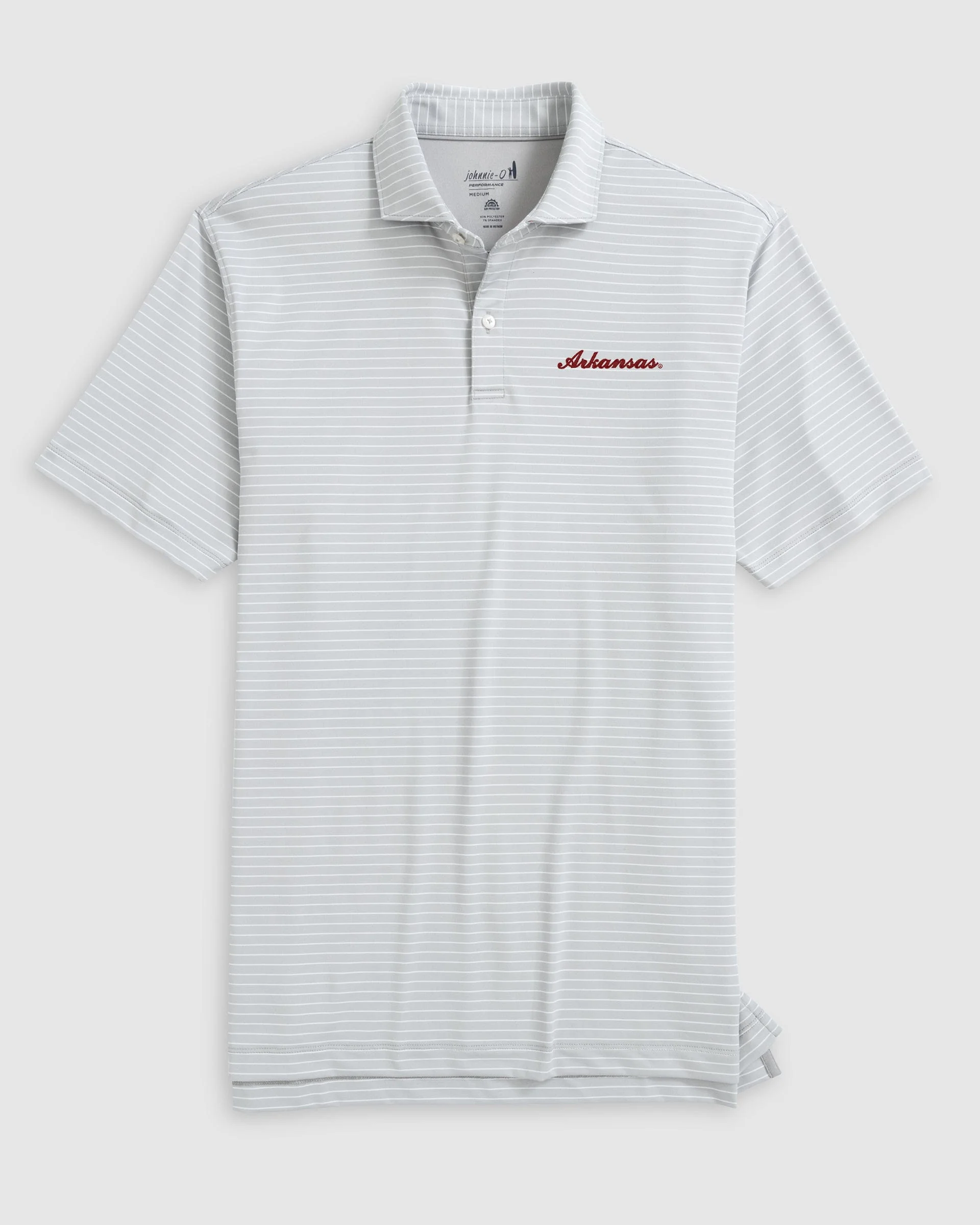 Arkansas Beau Striped Performance Jersey Polo - Script Logo