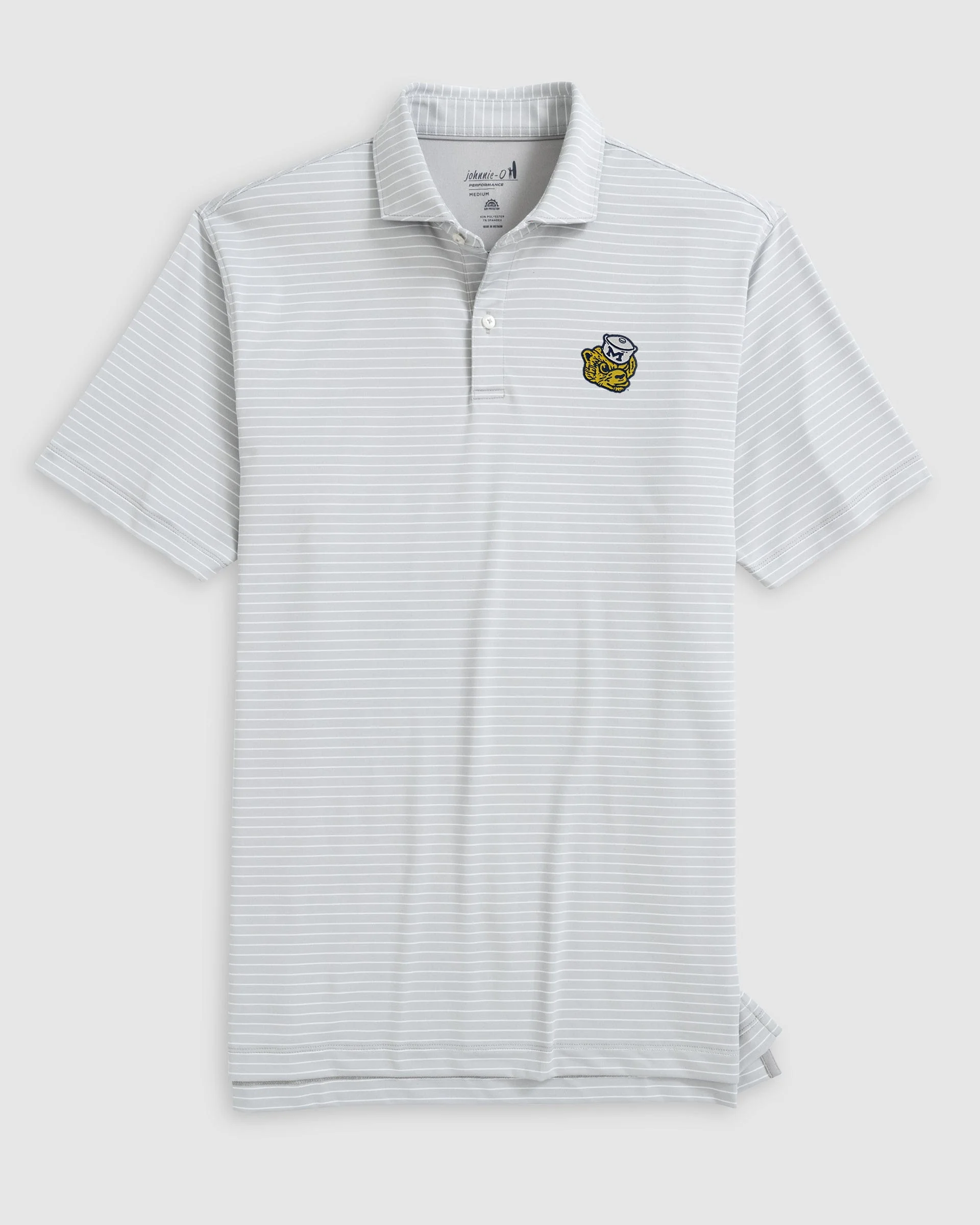 Michigan Beau Striped Performance Jersey Polo - Vault Logo