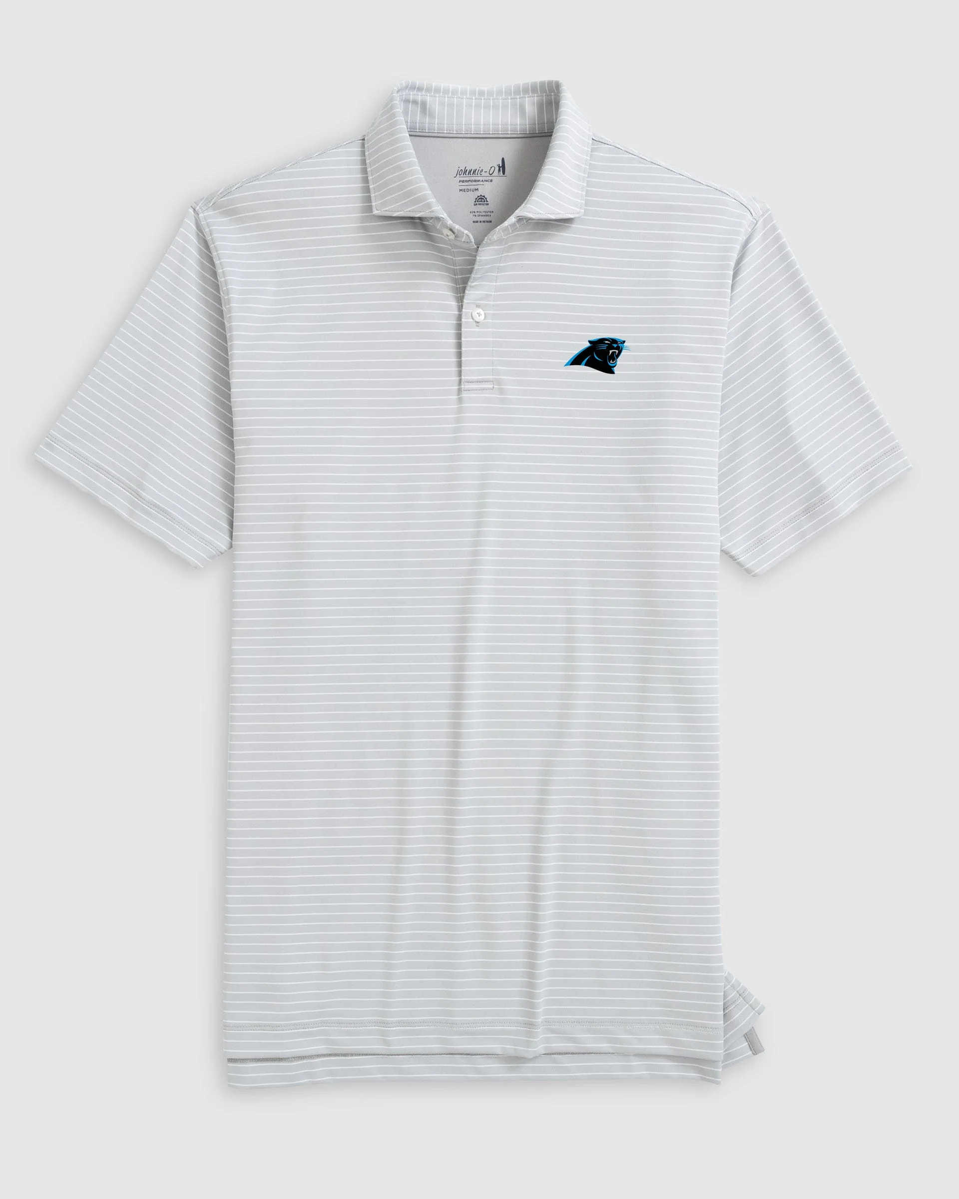 Carolina Panthers Beau Striped Performance Jersey Polo