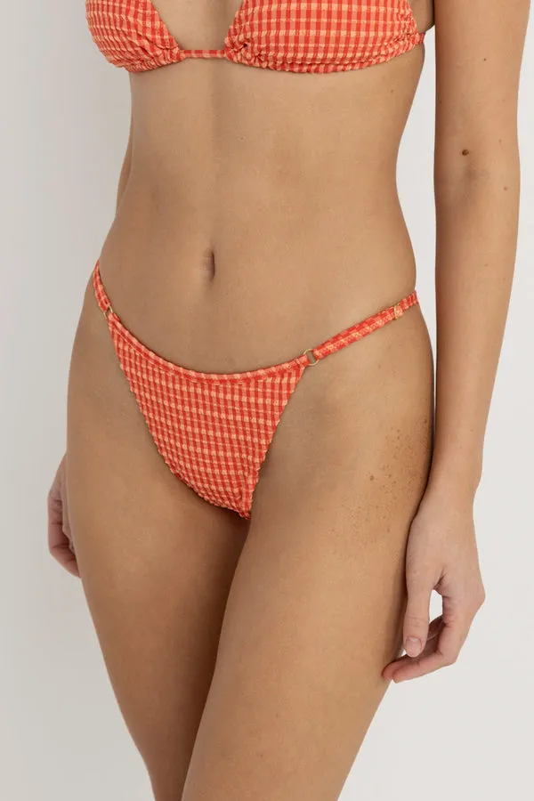 Rhythm Womens Bikini Bottoms Lola Check Adjustable Side Hi Cut String