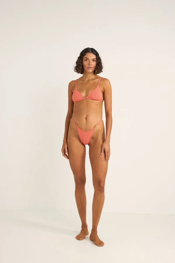 Rhythm Womens Bikini Bottoms Lola Check Adjustable Side Hi Cut String