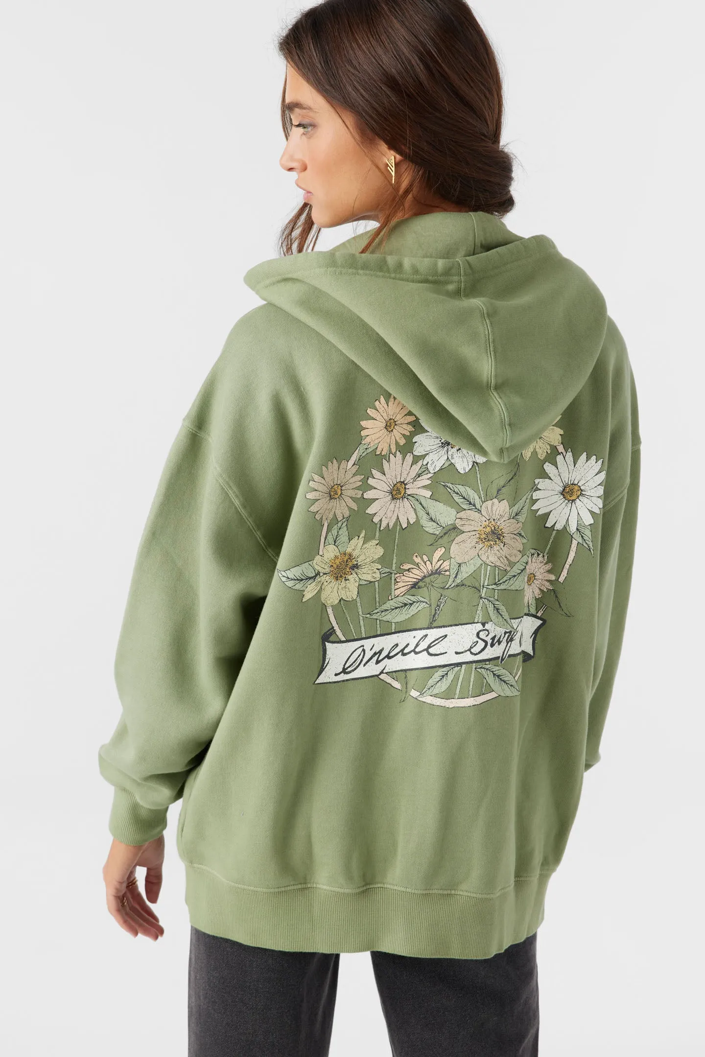 Oneill Womens Sweatshirt Byron Hooded Oversized Zip Fleece