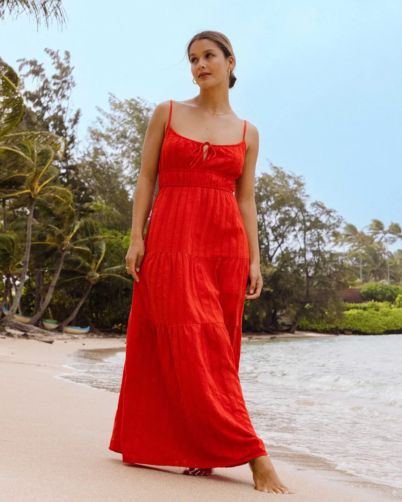 Billabong Womens Dress Red Aloha Maxi