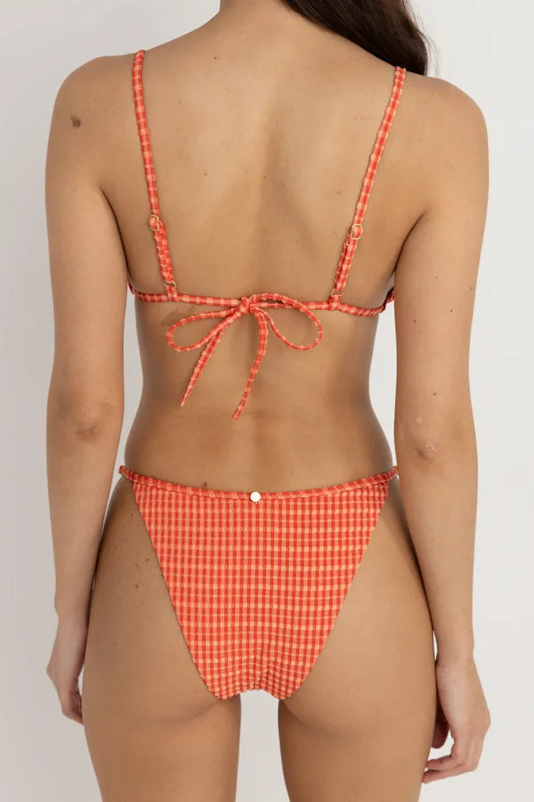 Rhythm Womens Bikini Bottoms Lola Check Adjustable Side Hi Cut String