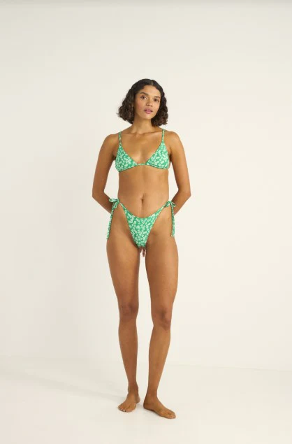 Rhythm Womens Bikini Top Evergreen Floral Slide Tri