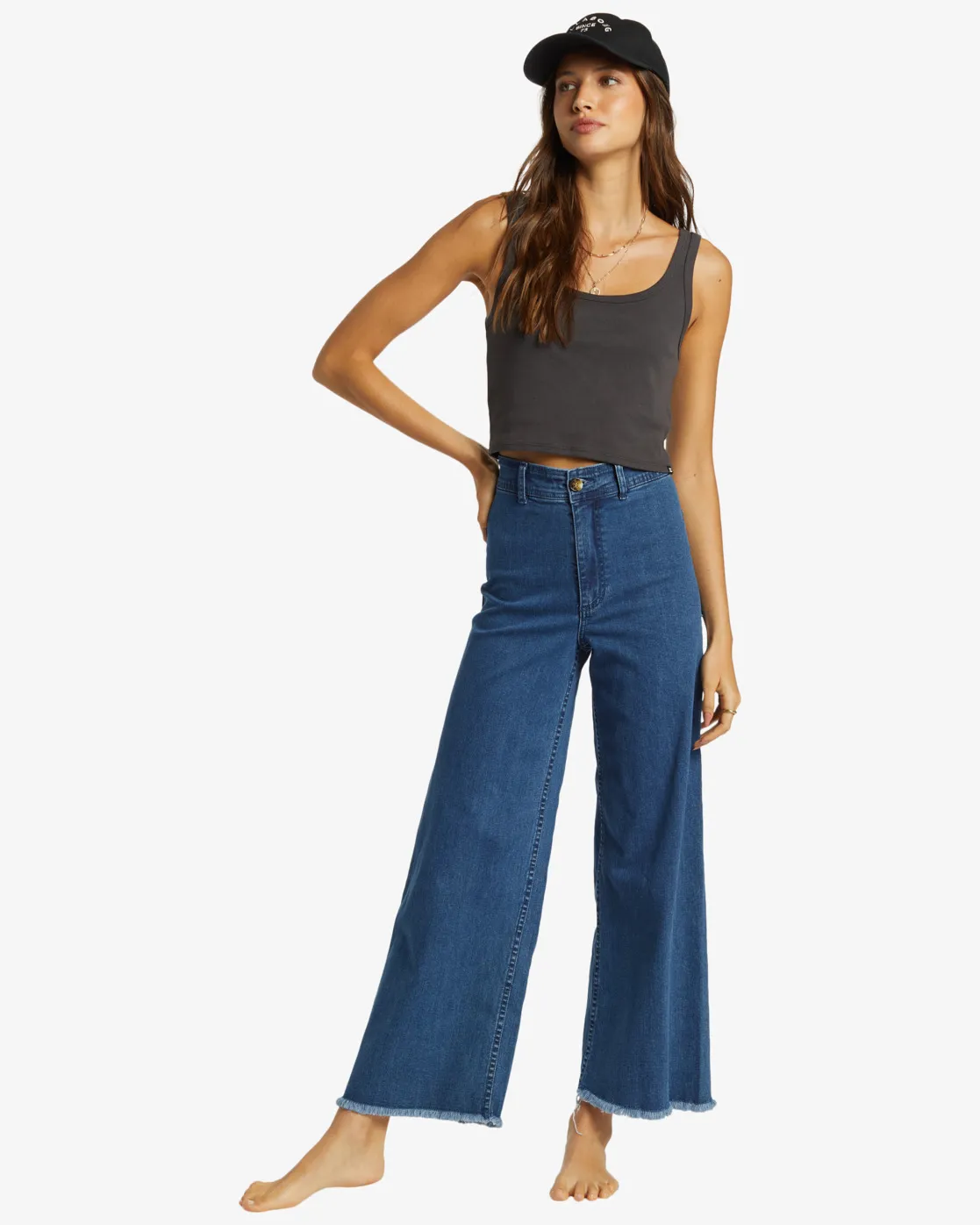 Billabong Womens Jeans Free Fall Indigo Wide-Leg