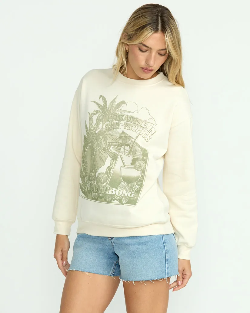 Billabong Womens Sweatshirt Paradise Awaits Crewneck