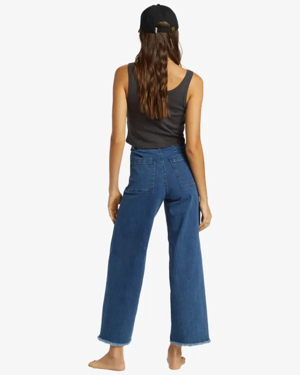 Billabong Womens Jeans Free Fall Indigo Wide-Leg