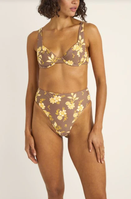 Rhythm Womens Bikini Top Anika Floral Panelled Underwire
