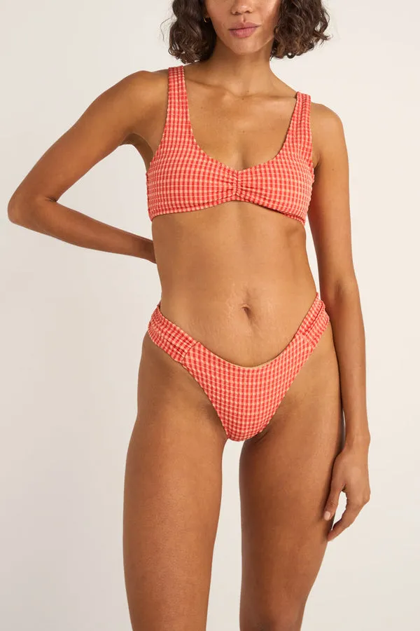 Rhythm Womens Bikini Top Lola Check Crop