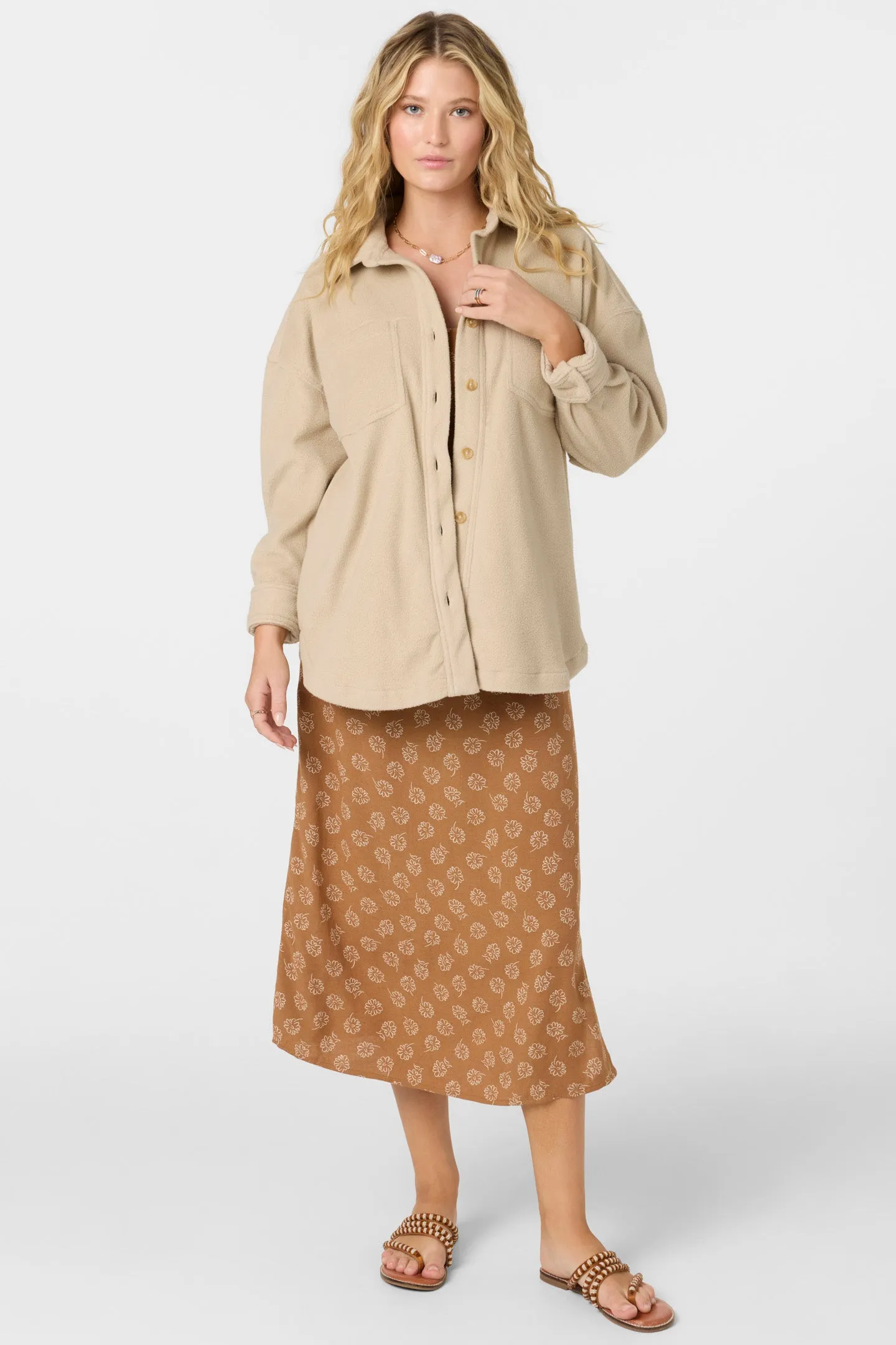 Oneill Womens Shirt Rune Solid Superfleece Oversized Fit Shacket