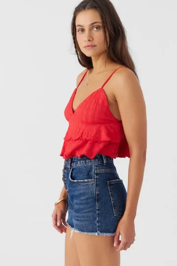 Oneill Womens Tank Top Chloey Textured Knit Tiered