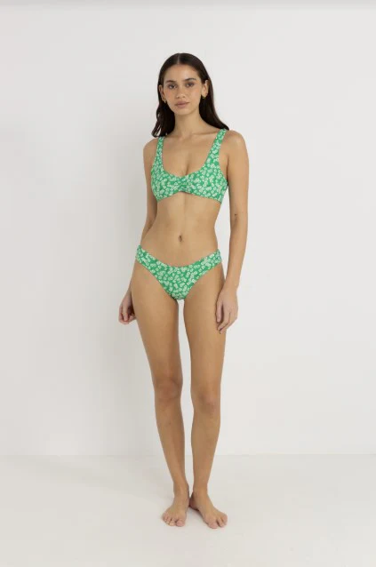 Rhythm Womens Bikini Top Evergreen Floral Crop