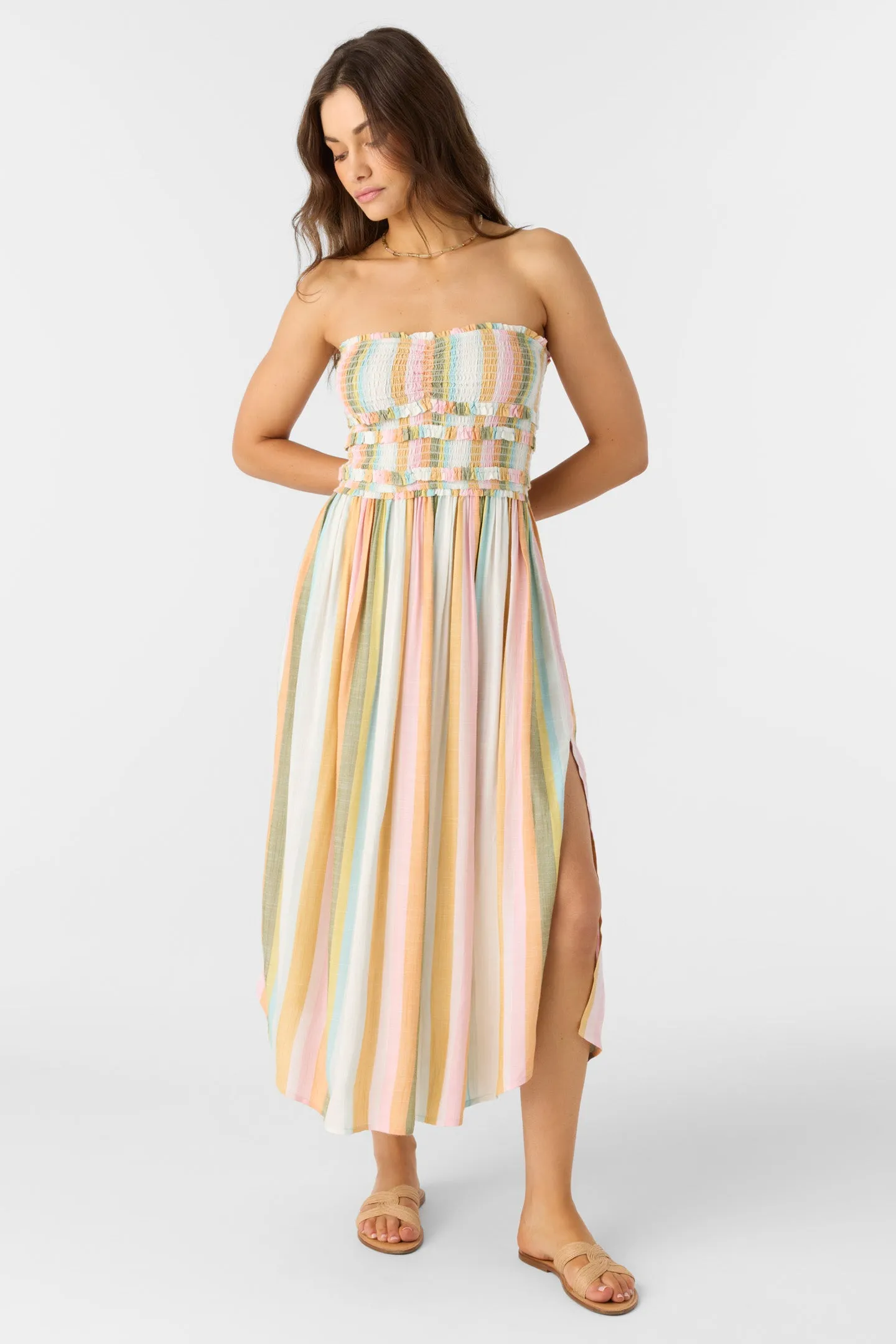 Oneill Womens Dress Devyn Low Tide Stripe Midi