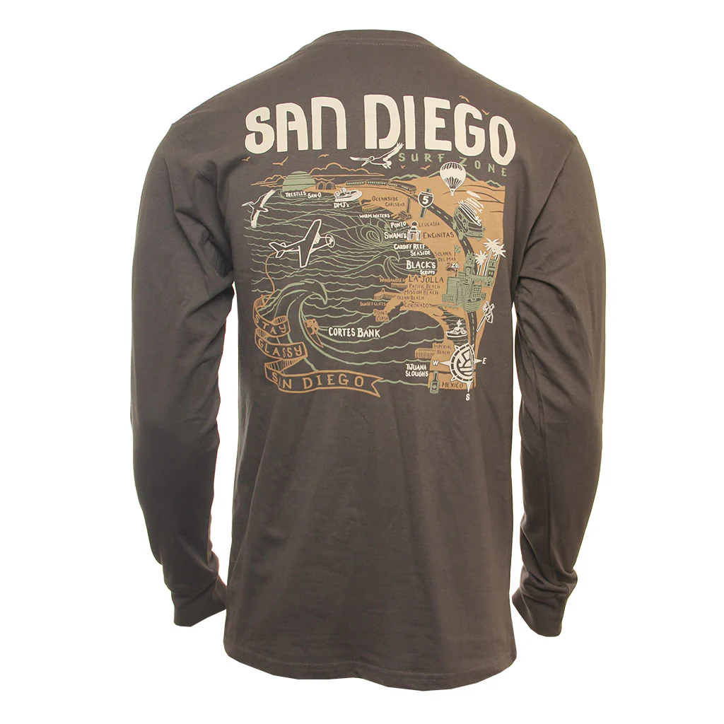 Hansen Mens Shirt San Diego Map Long Sleeve