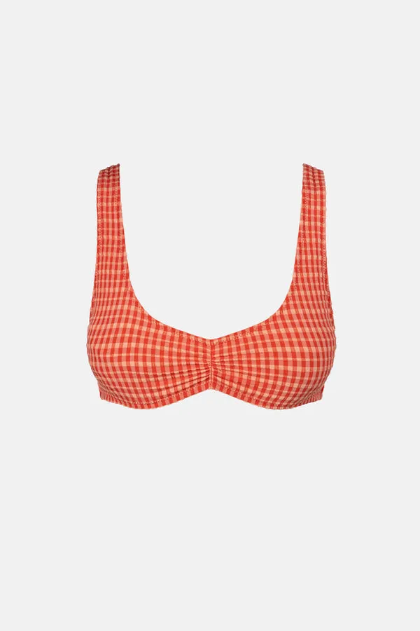 Rhythm Womens Bikini Top Lola Check Crop