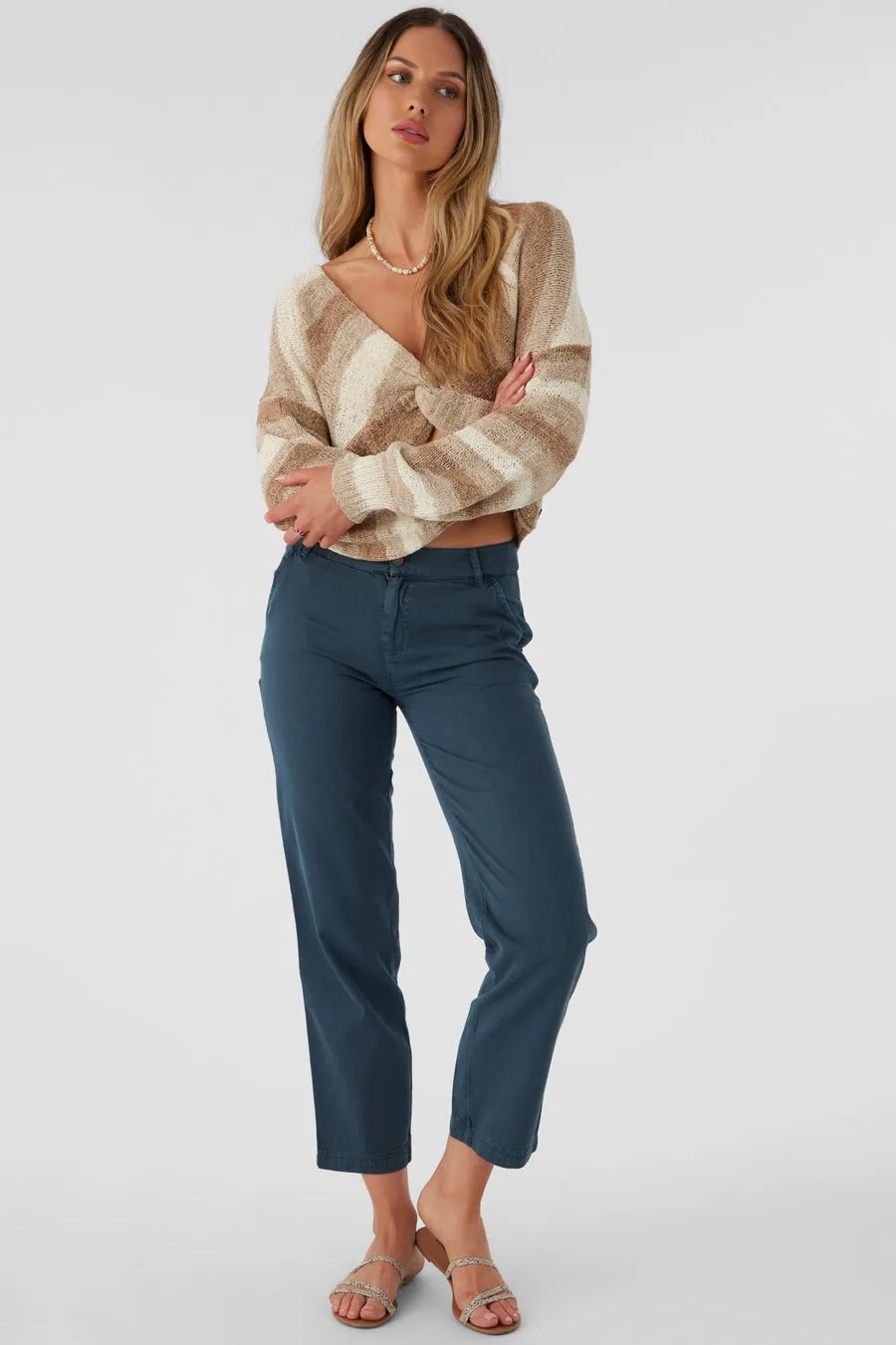 Oneill Womens Sweater Hillside Stripe Twist Front Reversible