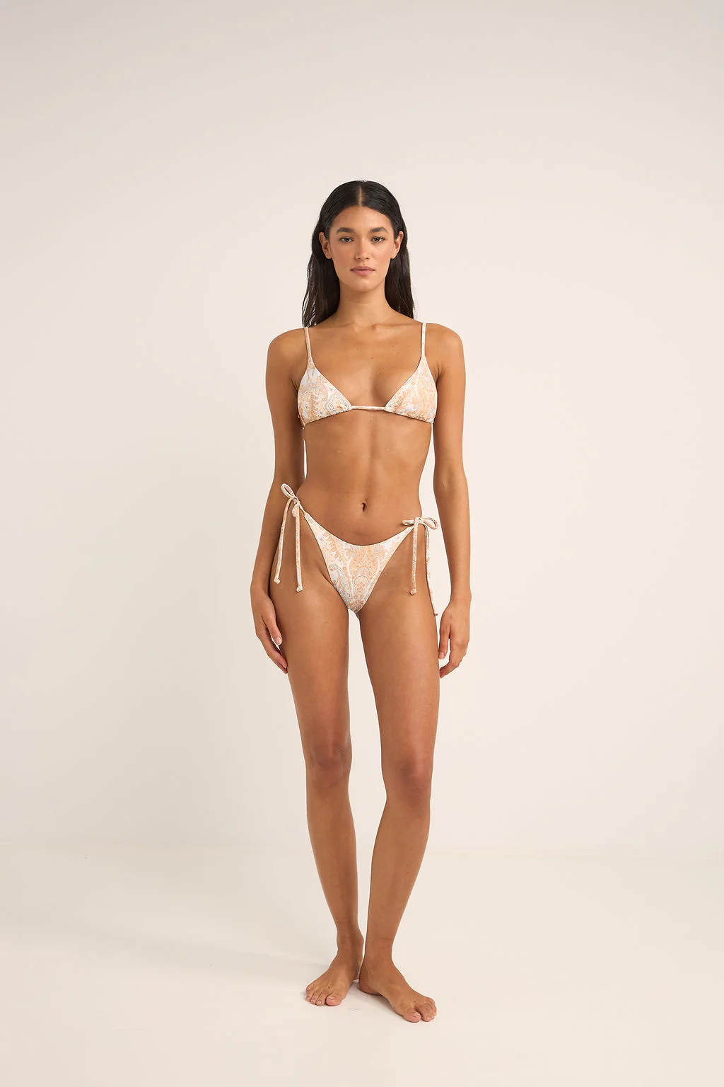 Rhythm Womens Bikini Top Jean Paisley Slide Tri