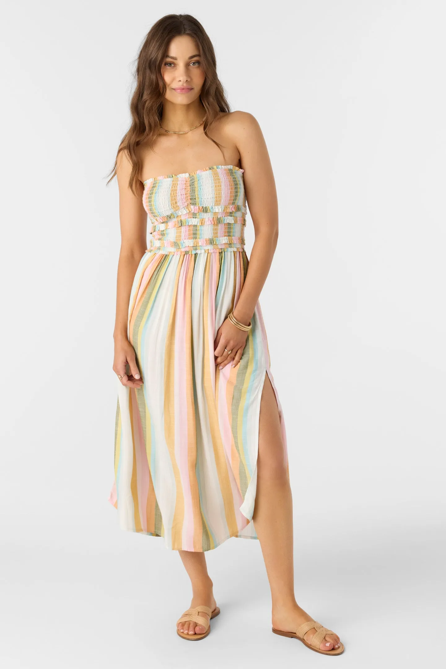 Oneill Womens Dress Devyn Low Tide Stripe Midi