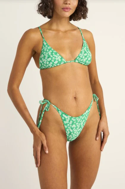 Rhythm Womens Bikini Top Evergreen Floral Slide Tri