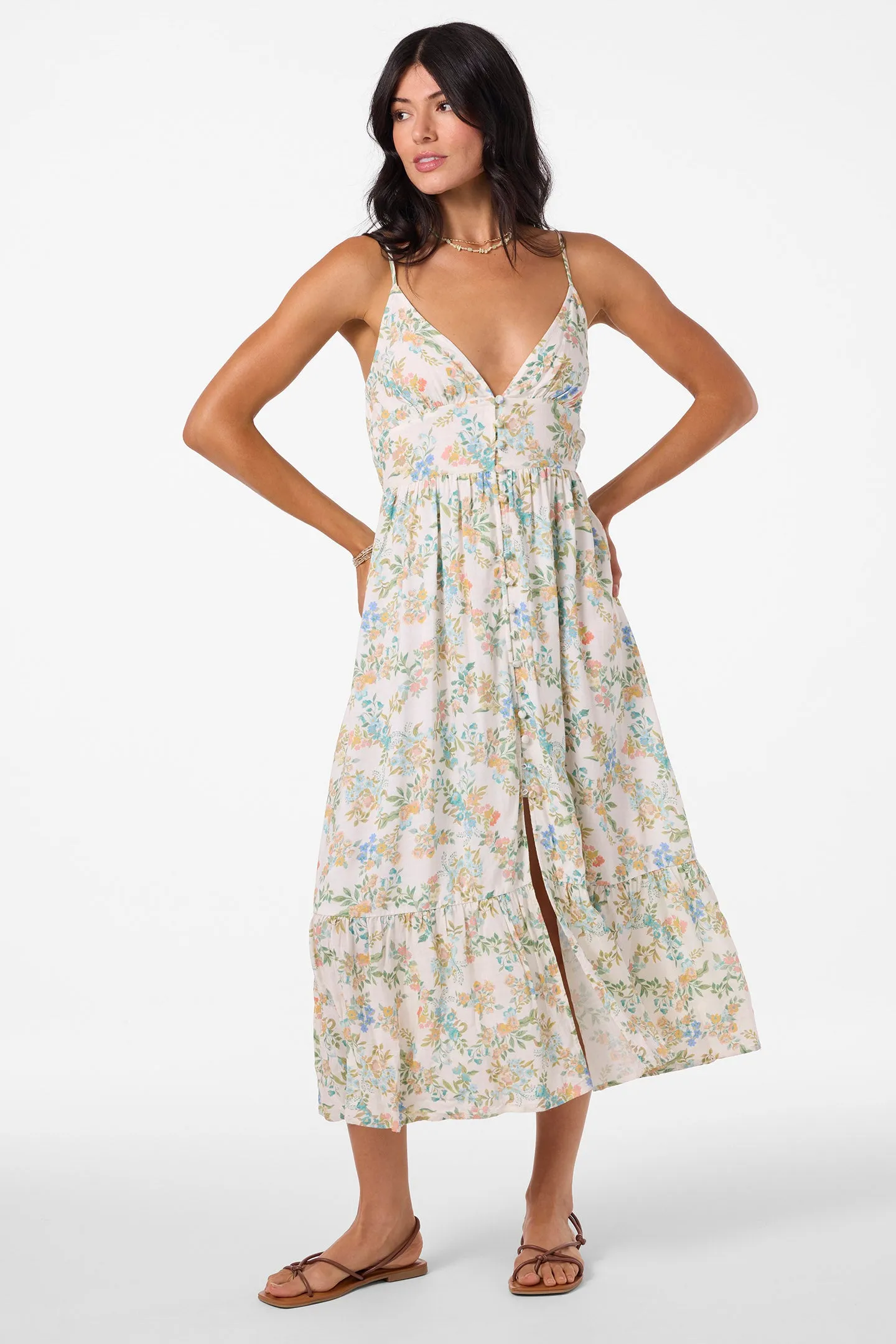 Oneill Womens Dress Pilar Nayomi Floral Midi