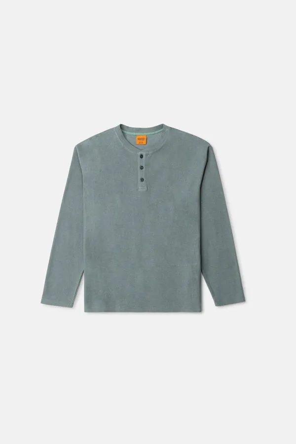 Rhythm Mens Shirt Vintage Terry Long Sleeve Henley