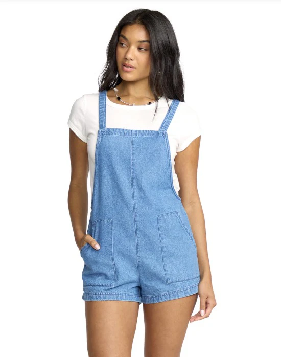 Billabong Womens Romper Beach Crush Denim Shortalls