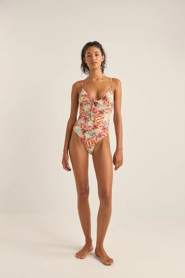 Rhythm Womens Swimsuit Sierra Floral Tie Front One Piece