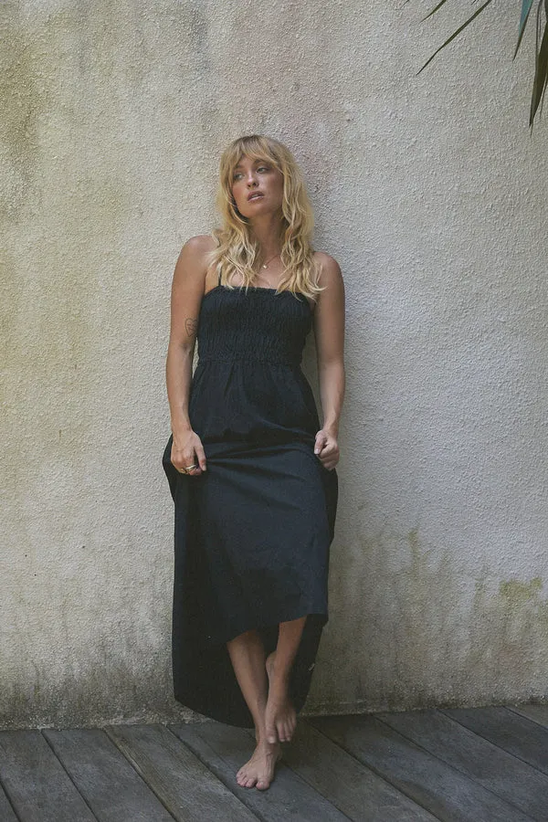 Rhythm Womens Dress Classic Shirred Midi