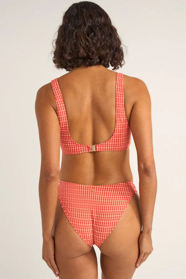 Rhythm Womens Bikini Top Lola Check Crop