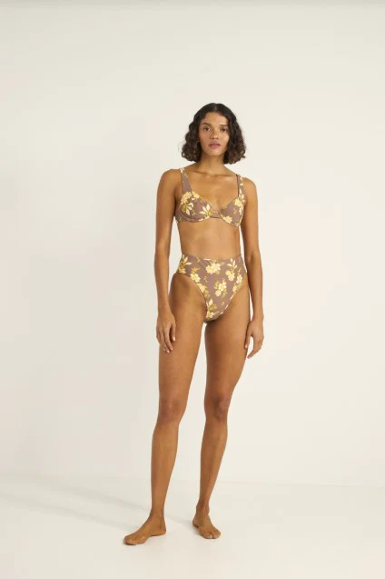 Rhythm Womens Bikini Top Anika Floral Panelled Underwire