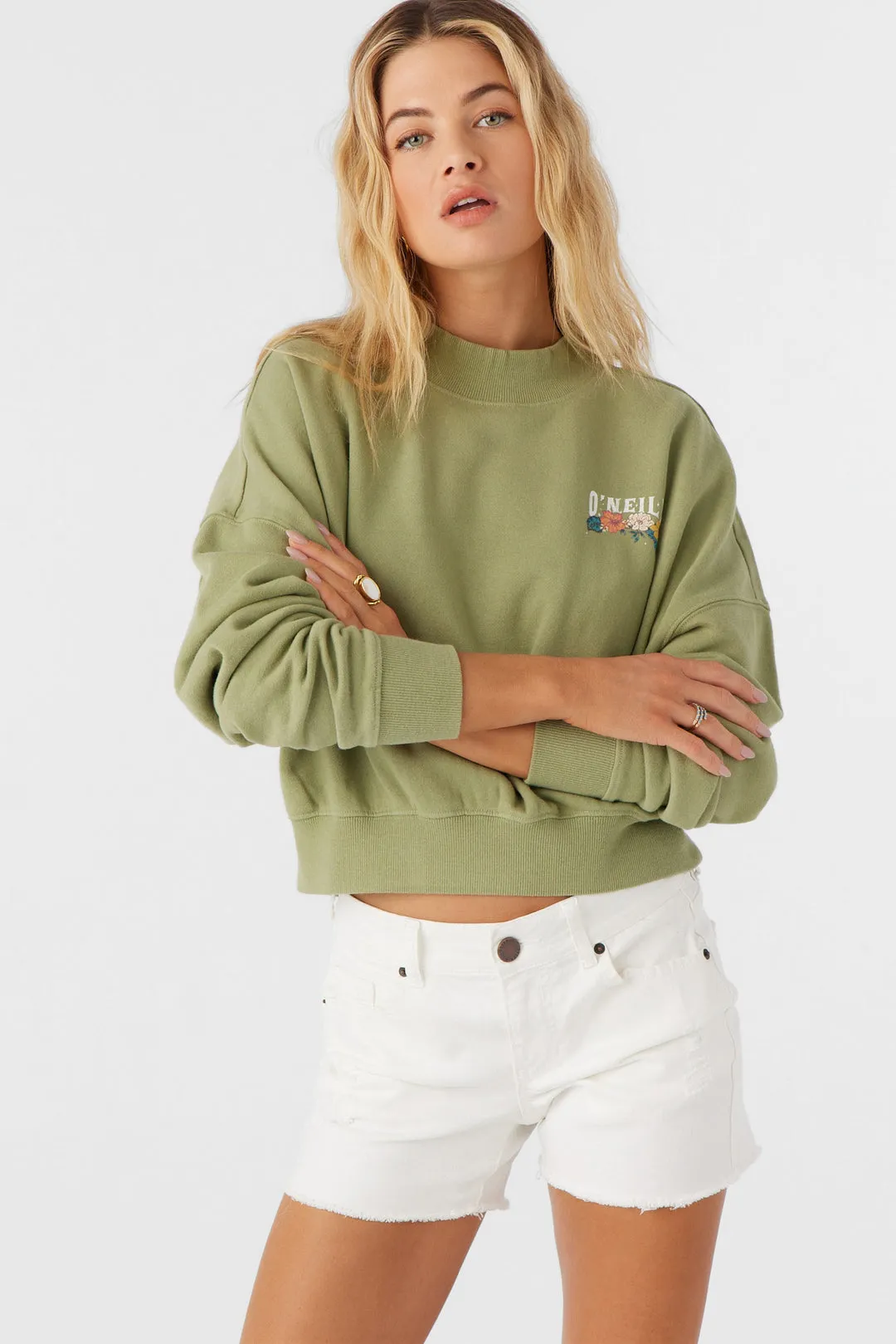 Oneill Womens Sweatshirt Moment Crop Crew Fleece