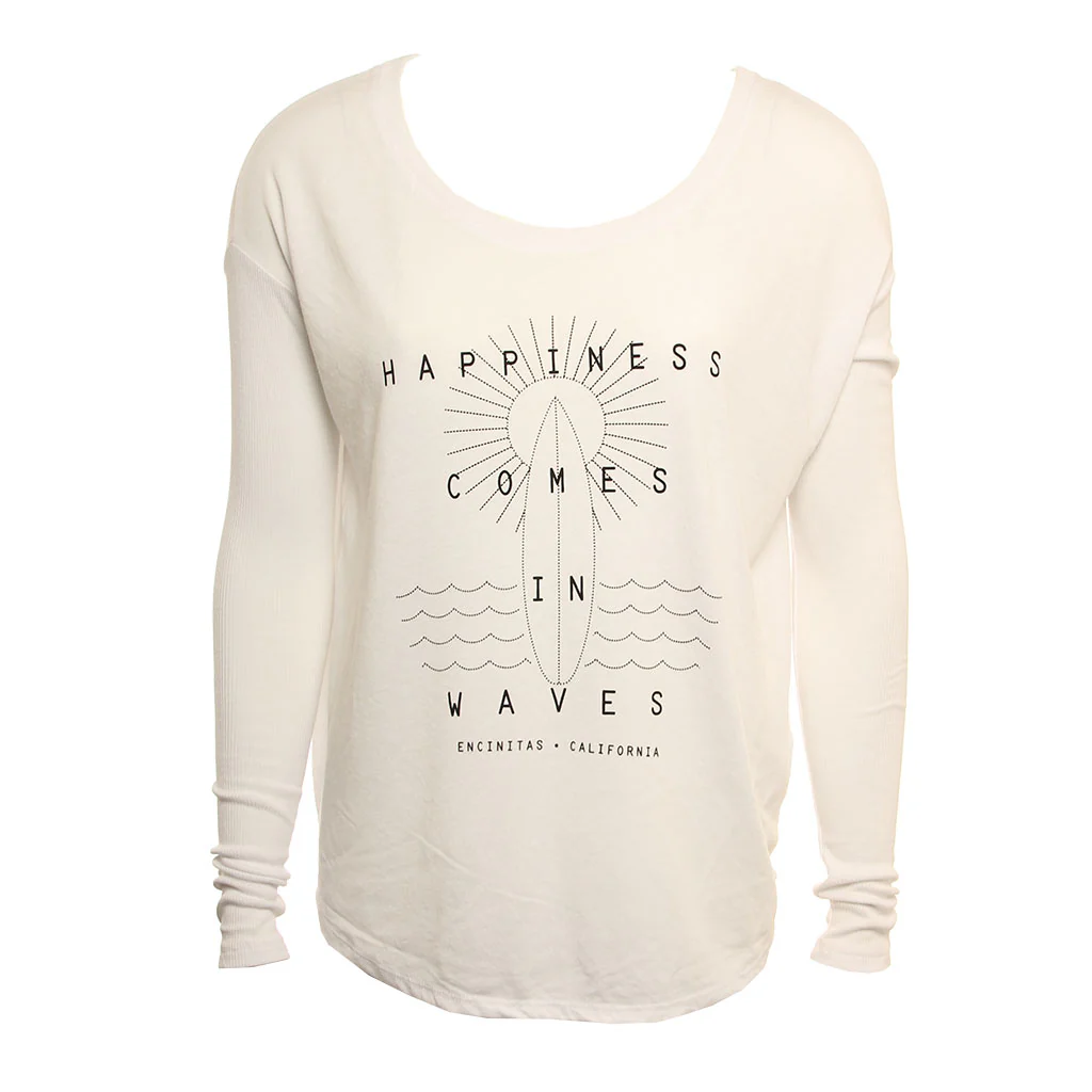 Hansen Womens Shirt Happiness Comes In Waves Long Sleeve