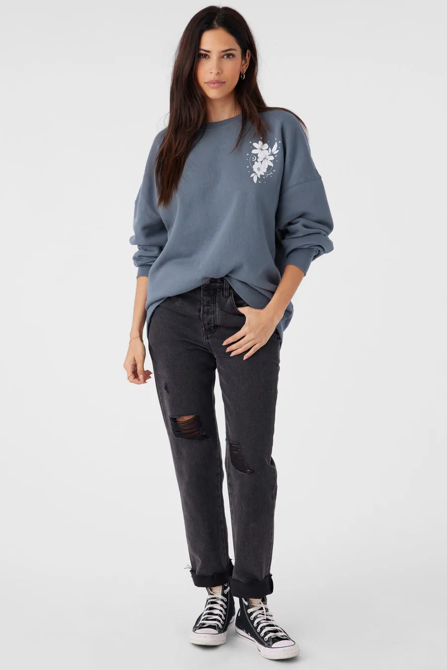 Oneill Womens Sweatshirt Choice Crew Neck Oversized Fit Fleece Pullover