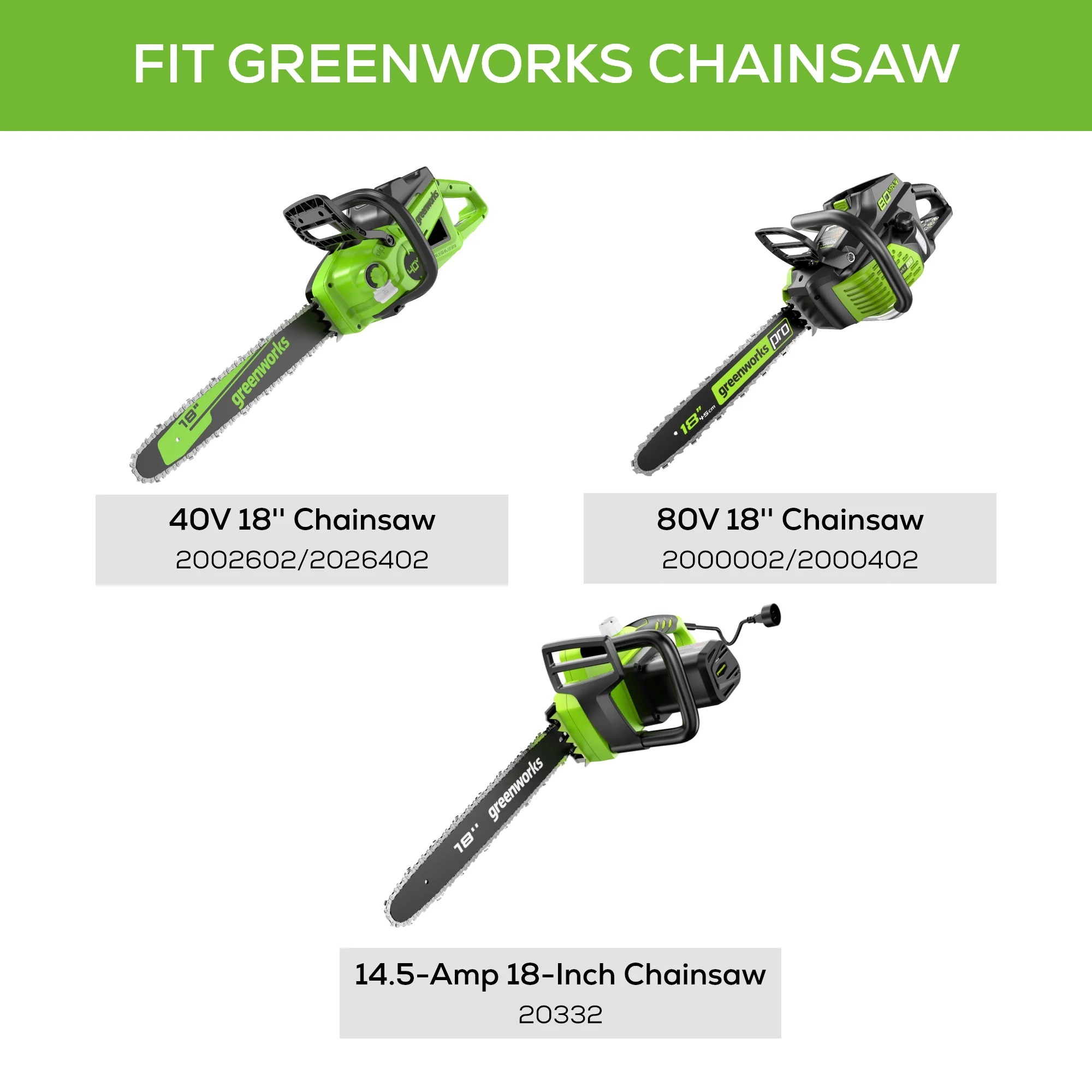 18 Replacement Chainsaw Bar & Chain Combo w/ 3/8 Pitch, .050 Chain Gauge & 62 DL