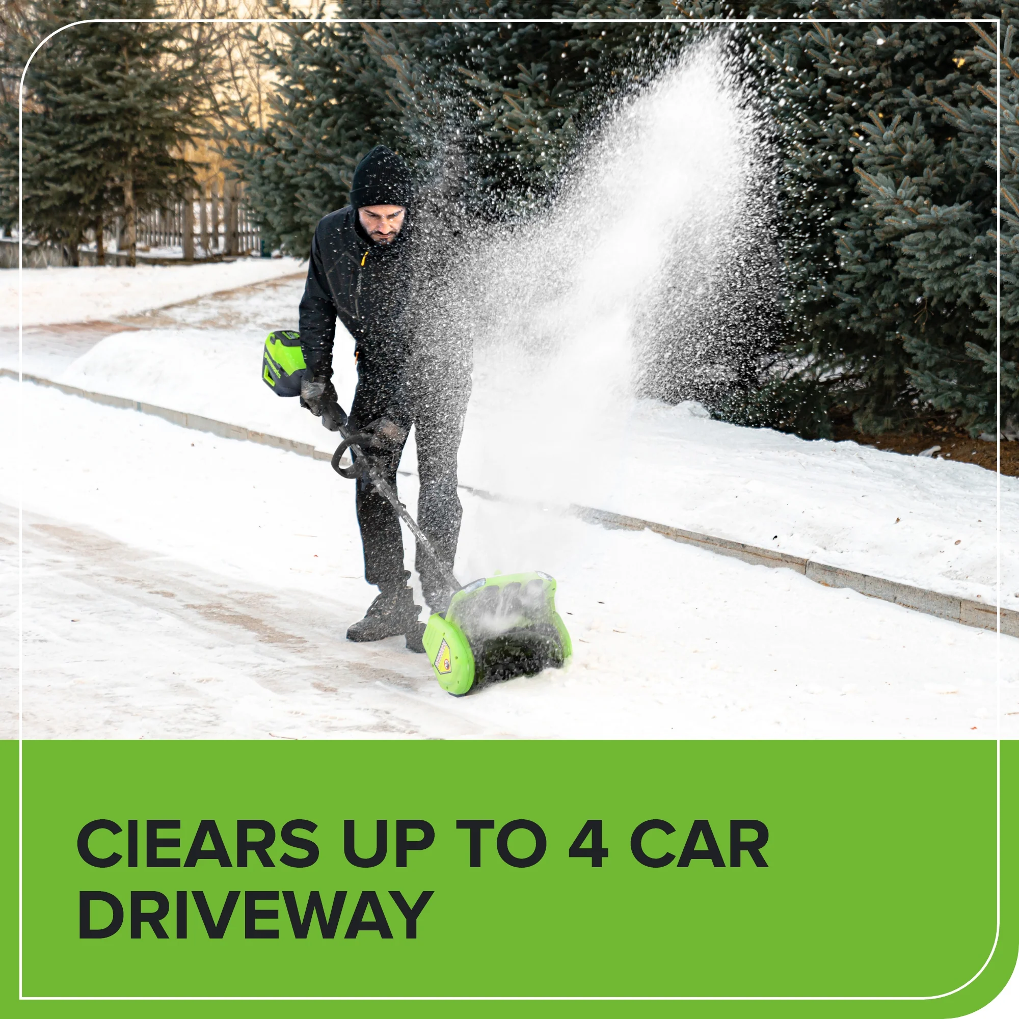 80V 12 Cordless Battery LED Snow Shovel w/ Directional Vanes, 2.5Ah Battery and Charger